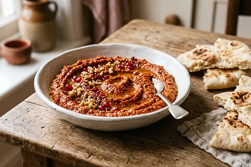 Muhammara, a Spicy Roasted Red Pepper and Walnut Dip