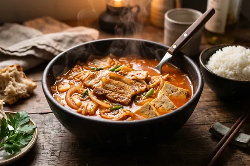 Kimchi jjigae s vepřovým bůčkem a tofu