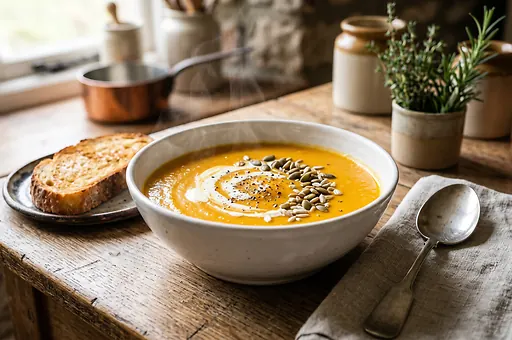 Creamy carrot and ginger soup