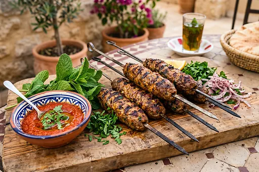 Moroccan lamb kefta skewers