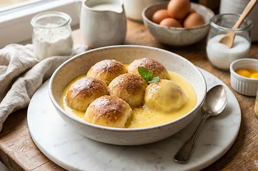 Sweet Yeast Buns with Vanilla Cream