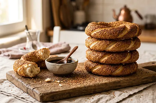 Simit, turecké sezamové pečivo