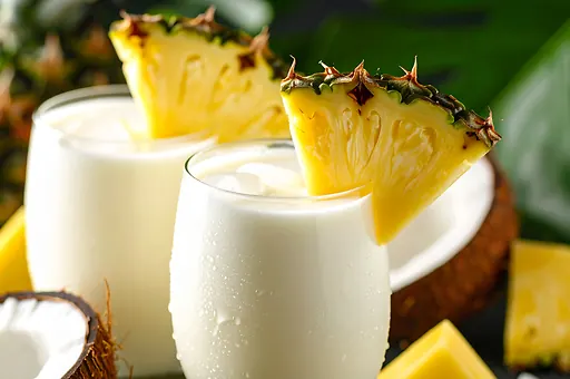 Piña Colada cocktail with fresh pineapple