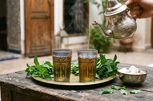 Traditional Moroccan mint tea atay