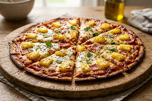 Hawaiian Pizza with Pineapple and Ham