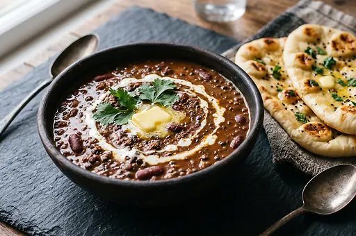 Krémová indická čierna šošovica v maslovej omáčke dal makhani
