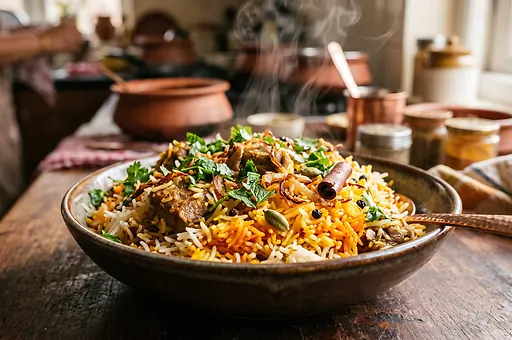 Lamb biryani with basmati rice