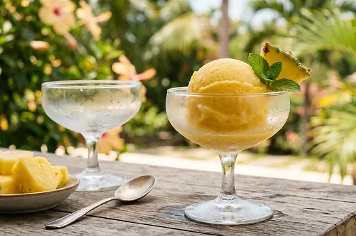 Pineapple Sorbet Without an Ice Cream Maker