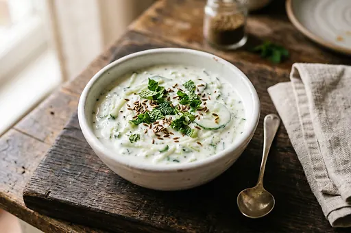 Tradycyjny indyjski dip jogurtowy raita