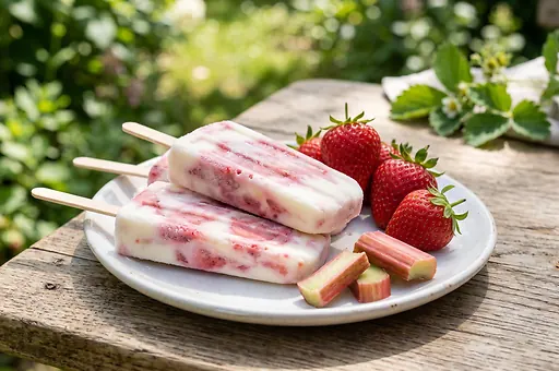 Strawberry Rhubarb Yogurt Popsicles