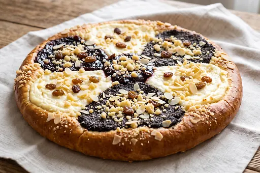 Czech Kolach with Quark, Plum Jam and Poppy Seeds