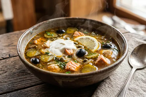 Russian Sour Fish Soup Solyanka