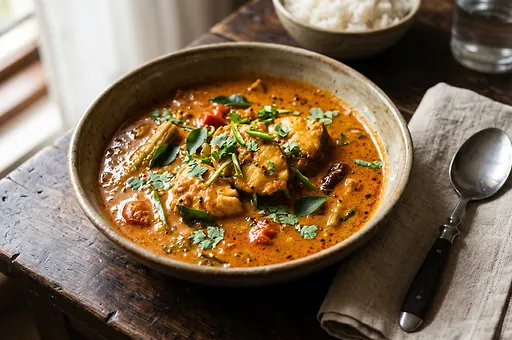 Goan fish curry with coconut milk and tamarind