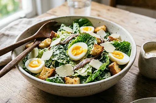 Caesar Salad with Hard-Boiled Egg