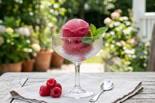 Raspberry Sorbet Without an Ice Cream Maker