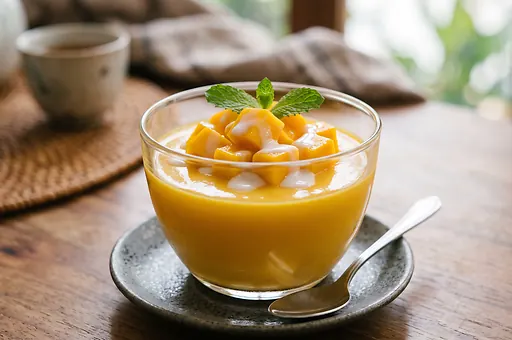 Kremowy pudding mango z mlekiem kokosowym