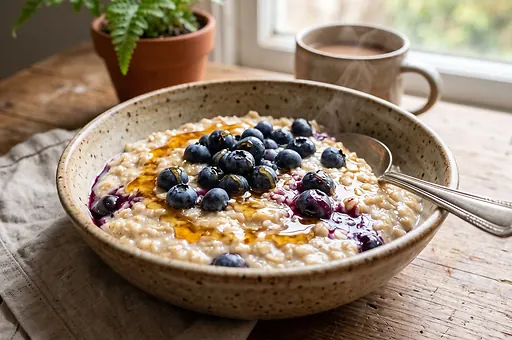 Oatmeal porridge with blueberries