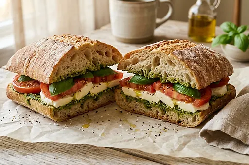 Caprese sendvič s mozzarellou