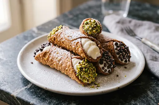 Traditional Sicilian cannoli with ricotta cream