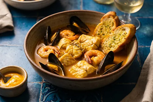Tradycyjna prowansalska zupa rybna bouillabaisse