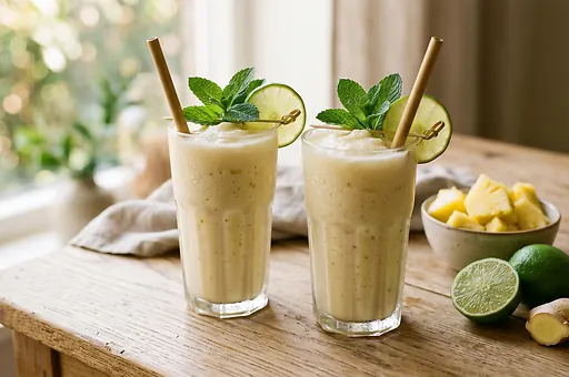 Pineapple Smoothie With Ginger and Lime