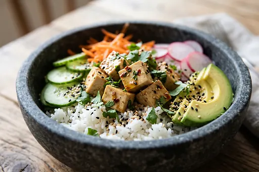 Poke bowl s marinovaným tofu