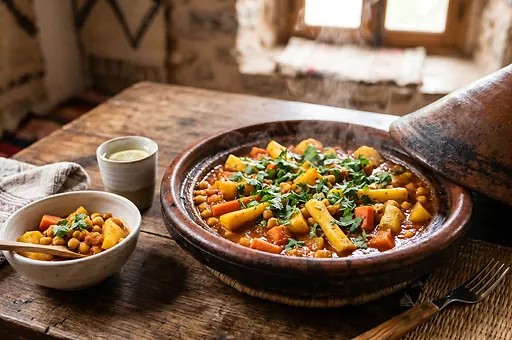 Vegetarian Tajine with Root Vegetables and Chickpeas