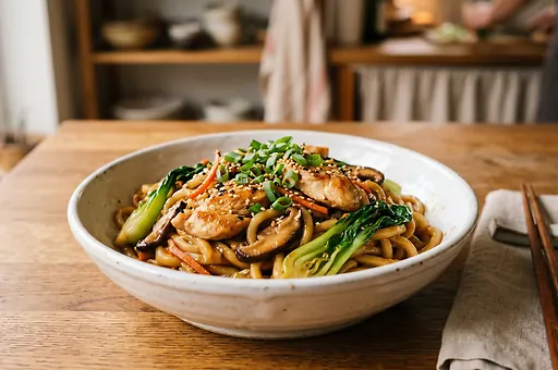 Makaron udon z kurczakiem
