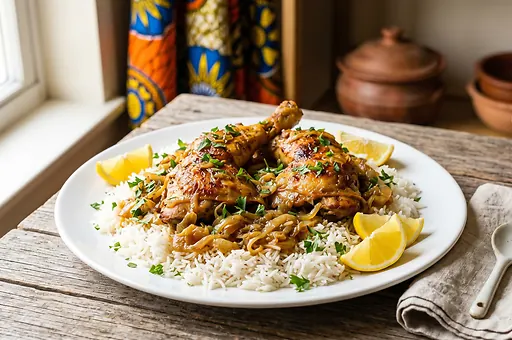 Senegalski kurczak w cytrynowej marynacie yassa poulet