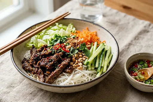 Vietnamese Beef Noodle Bowl - Bún bò Nam Bộ