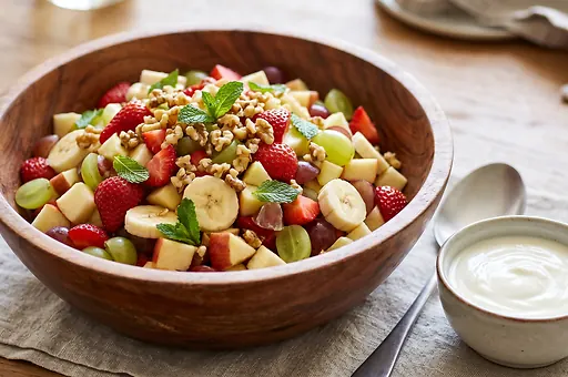 Fruit Salad with Yogurt and Walnuts