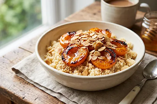 Sweet couscous with baked apricots