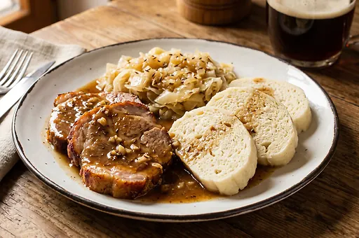 Roast pork with dumplings and sauerkraut
