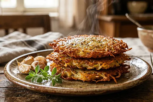 Potato Pancakes With Garlic and Marjoram