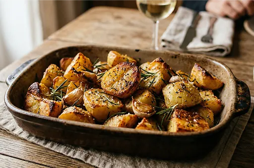 Crispy roasted potatoes with rosemary and garlic