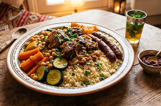 Couscous with Lamb and Merguez Sausages