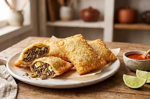 Brazilian pastel with beef filling