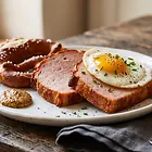 Baked Bavarian Leberkäse with Egg