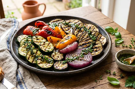 Grilled Vegetables with Herb Oil