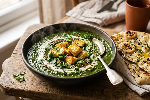 Palak paneer ze szpinakiem i śmietaną