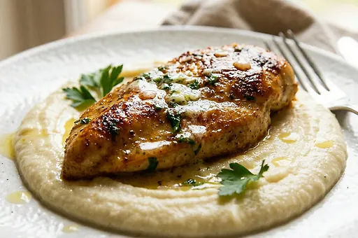 Chicken Breasts with Cauliflower Puree
