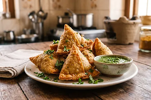 Crispy Fried Samosas with Potatoes and Peas