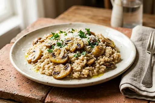 Bezglutenowe risotto grzybowe z parmezanem