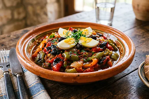 Tunisian grilled vegetable salad mechouia