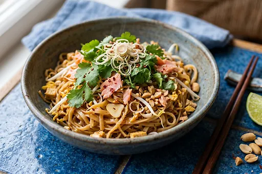 Pad Thai with Smoked Salmon