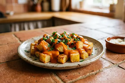 Crispy patatas bravas