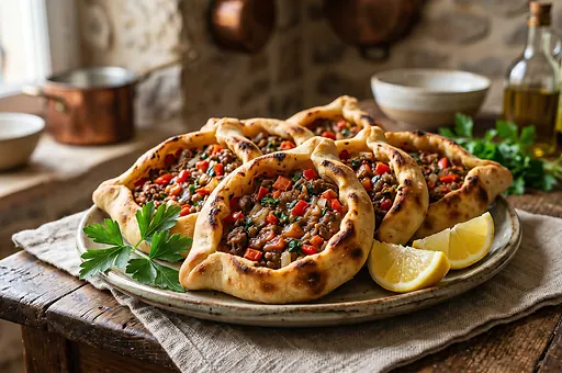 Lebanese meat flatbreads sfeeha