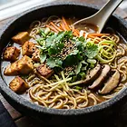 Wegański ramen z tofu i shiitake
