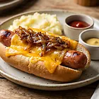 Grillowany hot dog z karmelizowaną cebulą