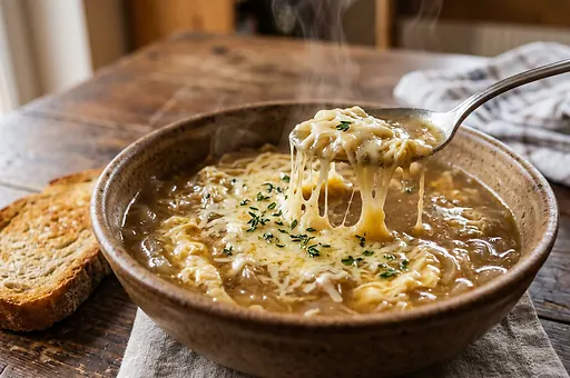 Czech Onion Soup with Egg and Cheese